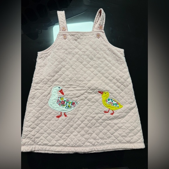Mini Boden Other - Mini Baby Boden size 18-24 month quilted pinafore pink Easter dress duck print